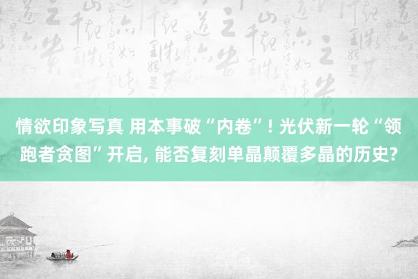情欲印象写真 用本事破“内卷”! 光伏新一轮“领跑者贪图”开启， 能否复刻单晶颠覆多晶的历史?