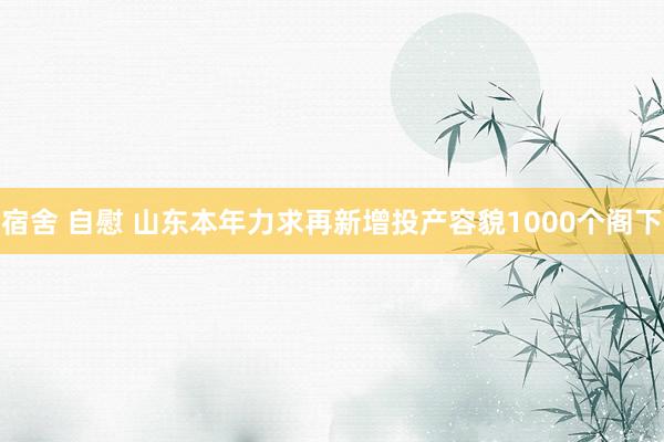 宿舍 自慰 山东本年力求再新增投产容貌1000个阁下