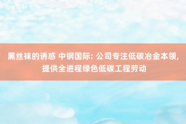 黑丝袜的诱惑 中钢国际: 公司专注低碳冶金本领， 提供全进程绿色低碳工程劳动
