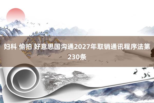 妇科 偷拍 好意思国沟通2027年取销通讯程序法第230条