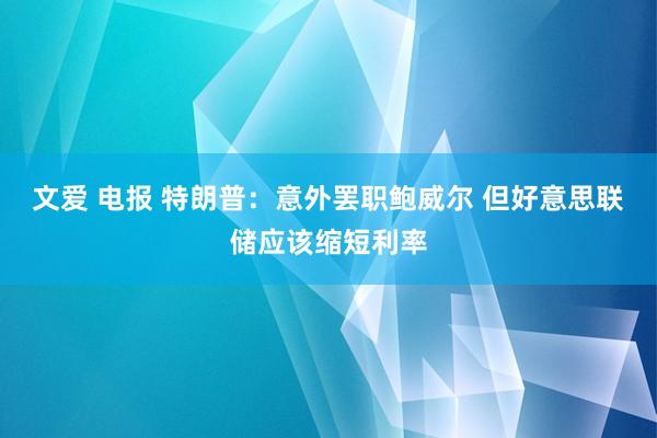 文爱 电报 特朗普：意外罢职鲍威尔 但好意思联储应该缩短利率